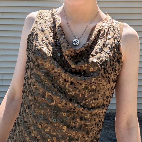 Vintage 90's Y2k Sequin Cowl Neck Mini Dress - Picture 3 of 6